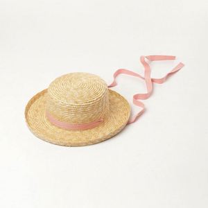 Chapeau d'été pour enfants, nouveau chapeau de paille à calotte plate en paille de blé, avec sangle, pour la plage, le tourisme en extérieur, protection solaire, large bord, chapeau pour enfant - Product Image 5