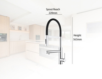 Robinet de cuisine contemporain à poignée unique en laiton et céramique avec douchette extractible et eau chaude/froide