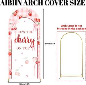 Pink Bow Cherry Arch Hintergrund Elastic Spandex auf Lager 2-seitiges rundes Oberteil für Braut party Baby Shower Party Wand dekoration - Product Image 2