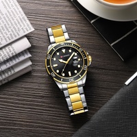 Jam Tangan Pria Antik Mewah Merek Ternama Kristal Tahan Air 3Bar Quartz Stainless Steel Dive Wristwatch Dropshipping