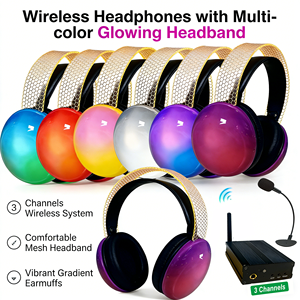 หูฟังดีเจ Silent Disco แบบไร้สาย RF สำหรับ 1 ถึงหลายคน ครอบหูตัดเสียงรบกวน ENC แบตเตอรี่ใช้งานได้นาน 20 ชั่วโมง ไฟ RGB สำหรับงานปาร์ตี้ คลับ ท่องเที่ยว โยคะ - Product Image 4