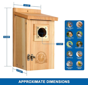 Casette per Uccelli da Esterno in Liquidazione con Protezione in Rame, Casetta per Uccelli in Cedro da Esterno, per Azzele, Fringuelli, Rondini, Passeri - Product Image 2
