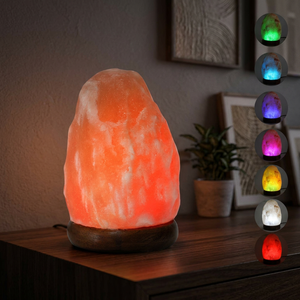 Lampe de sel de l'Himalaya de qualité supérieure, lampe de sel miniature naturelle de l'Himalaya avec base en bois pour la décoration de la pièce, sculptée à la main - Product Image 1
