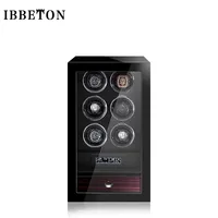 IBBETON Boîte à montres automatiques de luxe avec remontoir, coffre-fort, moteur Mabuchi, écran tactile LCD, accessoires de montre en bois