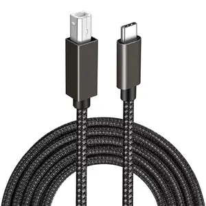 Accessoires industriels quotidiens USB 2.0 Nylon tressé 1.5M USB C vers USB B femelle Type B Scanner imprimante Kabel câble de charge rapide