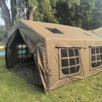 Tente de camping gonflable en coton sur mesure, grande taille, quatre saisons, imperméable, ouverture rapide, portable, vert foncé, 2 côtés, une chambre