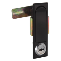 Serrure de panneau d'armoire industrielle en alliage de zinc noir thermolaqué, anti-rouille, à compression, à clé, avec poignée à clipser à une touche