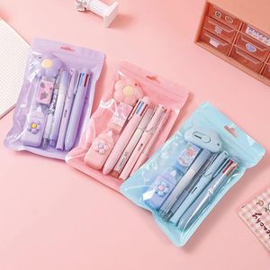 7 pezzi Set di articoli da ufficio per la scuola Kawaii con penne a sfera con nastro di correzione evidenziatore premia cancelleria - Product Image 6