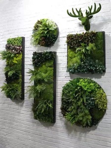 Indoor/Outdoor Home Green <strong>Wall</strong> <strong>Decor</strong> Artificial Plant Moss Plastic Grass Flower <strong>Leaf</strong> <strong>Wall</strong> Decors - Product Image 3