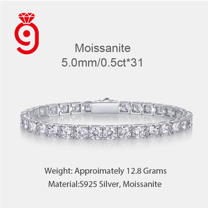 Bracciale Tennis moda 5mm VVS Moissanite con diamanti lusso da donna <span class=keywords><strong>uomo</strong></span> oro <span class=keywords><strong>925</strong></span> argento Sterling Unisex bracciale gioielli in Mossanite - Product Image 6