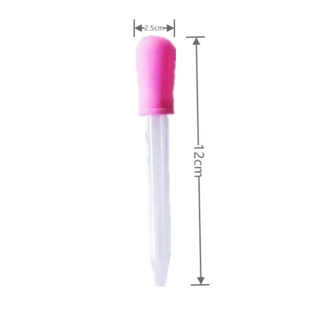 Silicone 5ml Clear Liquid Medicine Eye Dropper Bulb Tip Kids 0-12 Months Cartoon Pattern Manual Use BPA Free Slow Flow Straight