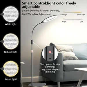 वुफान प्रो-एडजस्ट ग्लेयर-शील्ड फ्लोर मैग्निफायर बड़े गोल लेंस 3-कोलर लाइट. गहने मूल्यांकन और शिल्प निर्माण के लिए आदर्श - Product Image 3