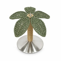 Sculpture de table en fer forgé aspect tressé, motif palmier vert côtier, base métallique, artisanat métallique pour décoration de salon, vente en gros