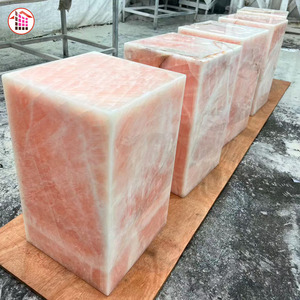 Dalle d'onyx rose naturel poli, translucide, grand format, marbre rose de luxe pour décoration murale et comptoir - Product Image 6