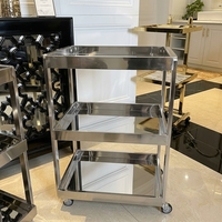 Chariot roulant de luxe à 3 niveaux en acier inoxydable doré pour spa, chariot de service mobile pour hôtel, salon, clinique esthétique