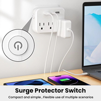 Adaptateur de prise murale standard US 110V, multiprise avec charge rapide USB Type-C pour la maison, le bureau, la cuisine et les voyages