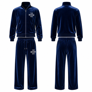 Custom Velvet Tracksuit Women 2 Piece <b>Set</b> Zip Jacket Pants Soft Luxury Velour Lounge Casual Streetwear Outfit - Product Image 2