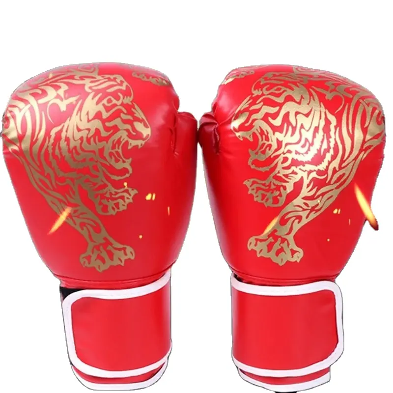 Sarung tangan kulit PU pria, sarung tangan Kickboxing latihan tinju bernafas untuk olahraga rumah
