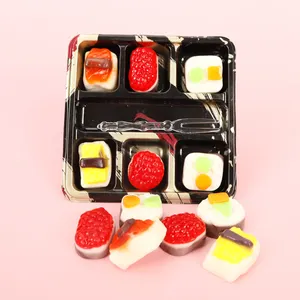 Gummy Candy ผู้ผลิตขายส่งที่เป็นที่นิยมขายร้อนญี่ปุ่นซูชิรูปร่างผลไม้ลูกอมเหนียว