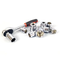 ELEHAND Lot de 27 clés à douilles, kit d'outils à cliquet 1/4'' avec douilles et embouts pour réparation automobile et entretien domestique