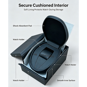 Premium Full Set Matte <b>Black</b> Oval Watch <b>Box</b> Shockproof Inner Cushion Single Watch Packaging <b>Box</b> For Retail Store Sale - Product Image 4