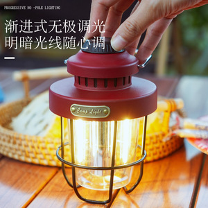 Lanterne LED rétro pour le camping, rechargeable par USB, 2000 mAh, blanc chaud, randonnée, camping, lampe de secours pour tente - Product Image 4