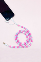 Kabel Charger Polkadot Warna-warni Grosir 1m Kabel Data Ponsel Custom 4 in 1 Charger Ponsel Berhias Manik Akrilik