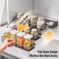 Rak Penyimpanan Bumbu Dapur 3 Tingkat Huoli, Model Tarik-Naik, Bahan Logam, Garansi 2 Tahun, Desain Minimalis Modern