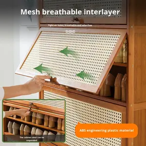 <span class=keywords><strong>Zapatero</strong></span> Alto de Bambú para <span class=keywords><strong>Entrada</strong></span>, Ultra <span class=keywords><strong>Estrecho</strong></span>, Multicapa, Desmontable, con Puerta, para Uso en Pasillos, <span class=keywords><strong>Zapatero</strong></span> Doméstico - Product Image 3