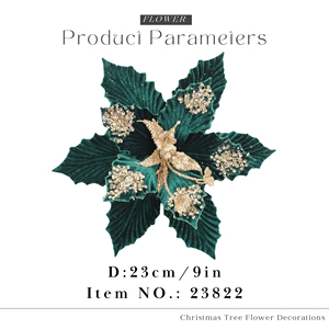Fiori Artificiali in Velluto Verde Poinsettia Glitterati Buon <span class=keywords><strong>Natale</strong></span> 2025, Flores De Natal Decoracion, Decorazioni per Albero di <span class=keywords><strong>Natale</strong></span> - Product Image 2