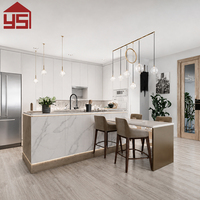 Prix de gros : Ensemble de cuisine complet moderne pour appartement, avec armoires murales de cuisine à affichage LED en MDF et panneaux de particules, design épuré