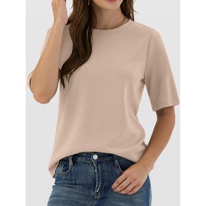 Camiseta de Manga Corta para Mujer FOXA, Cuello Redondo, Básica, de Algodón Suave, Antiarrugas, Informal, para Verano - Product Image 2