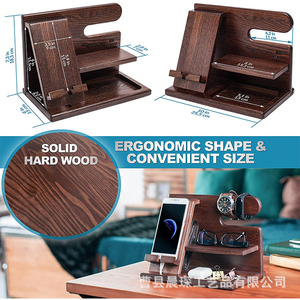 New Top Seller Ningbo Phone Accessories Desktop Office Men Wallet Key <strong>Glasses</strong> Organizer <strong>Nightstand</strong> Wood Phone <strong>Holder</strong> - Product Image 3