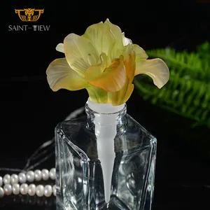 Botella de Perfume de cristal con tapa de flor, cristal artístico de lujo, 150ml, acepta grabado de logotipo, regalos de boda