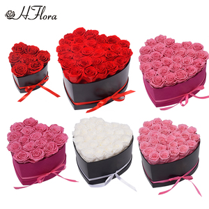 HFlora High Quality Handmade 7-Piece Eternal Preserved Rose Heart-Shaped Gift <strong>Box</strong> for Valentine's Day Graduation Christmas-Small - Product Image 4