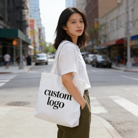 Bolsa de Mano de Lona de Algodón Reciclado con Logotipo Personalizado |   Bolsa de Compras Reutilizable Ecológica |   Bolsas de Compras Reutilizables con Cierre