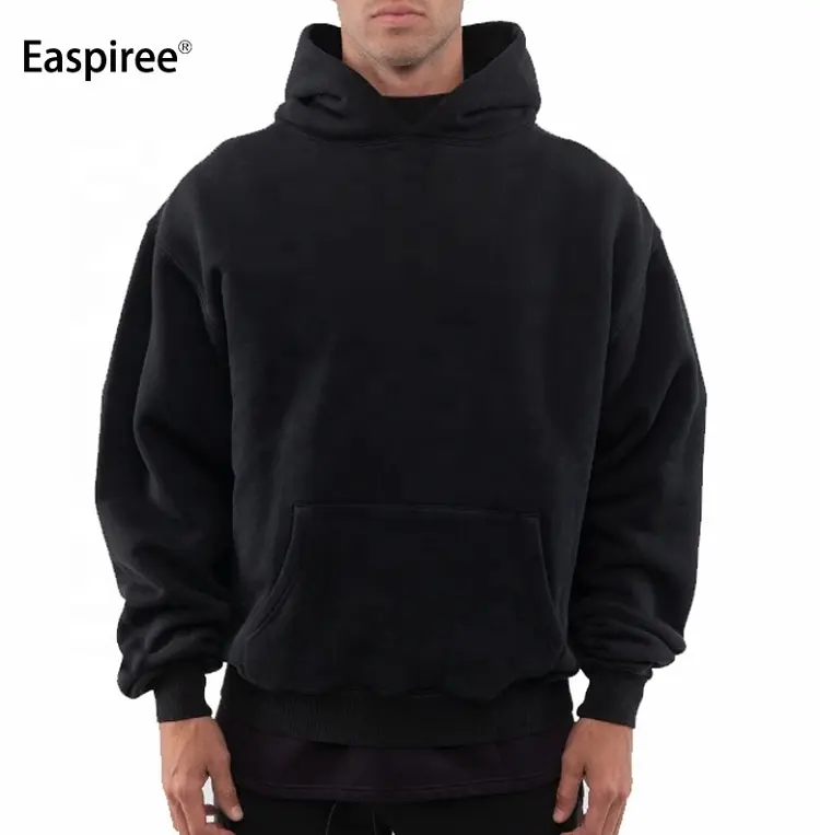 Hoodie kustom pria 100% katun berat badan mewah kualitas Puff cetak kebesaran Streetwear Pullover hoodie untuk pria