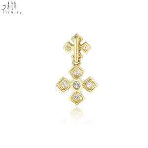 Nuevo y Popular, Joyería Vintage Exquisita, Colgante de Cruz de Oro Sólido de 18K con Diamantes Naturales, Ideal como Regalo para Mujer - Product Image 3