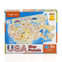 Rompecabezas de mapa de alta calidad personalizado, mapa del mundo, mapa de EE. UU. Americano, rompecabezas de 64 piezas