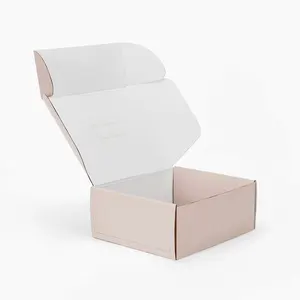 Kotak pengiriman kertas karton bergelombang Mailer pengiriman merah muda mudah terurai gratis kotak pengiriman kertas paket rambut untuk bisnis kecil