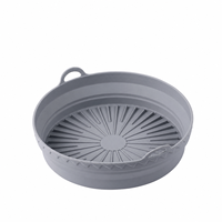 Grande doublure ronde pliable en silicone de 23,5 cm pour friteuse à air, réutilisable, antiadhésive, résistante à la chaleur, 4 couleurs, vente en gros