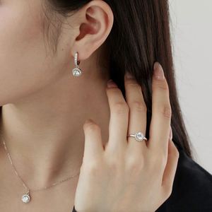 Dylam Classic Design S925 Silver Rhodium Plated <b>Circle</b> Eternity Band 5A Cubic Zirconia Necklace Earrings <b>Rings</b> Jewelry Set - Product Image 3