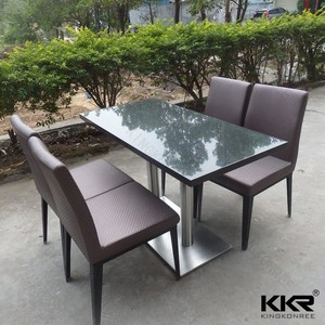 8 plazas <span class=keywords><strong>restaurante</strong></span> mesas de comedor y sillas de piedra de acrílico superficie sólida mesa de comedor - Product Image 4