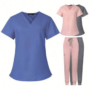 2024 Oem Breathable Stretch Hospital Uniforms for White Color Women Rayon Medical Nursing Scrubs Soft Short Sleeve Spa Uniform - Product Image 4