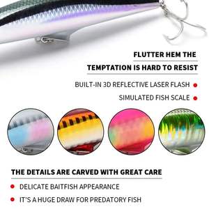 Nouvelle Ligne de Pêche : Leurre Artificiel Minnow 30g 95mm, Appât Dur pour Pêche au Seabass et au Brochet, Wobblers, <span class=keywords><strong>Jerkbait</strong></span>, Wobble Tackle - Product Image 3