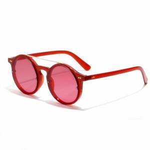 Gafas de Sol Redondas Vintage de Moda 2019 para Mujer, Montura Roja, Doble Barra, Gran Venta - Product Image 2