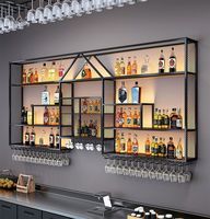 Meubles de bar de taverne commerciale au design moderne, étagères à vin murales en fer multicouches, meubles en bois pour la maison