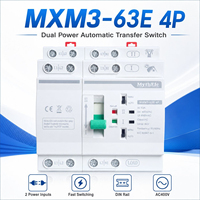 Interruptor de Transferencia Automática de Doble Alimentación MXM3-63E ATS 63A Tipo CB para Riel DIN, Conmutador Automático para Energía de Emergencia
