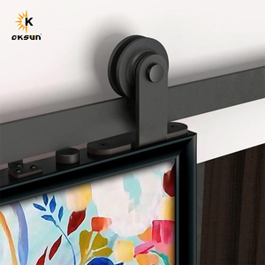 Kit Hardware per Porte Scorrevoli in Acciaio al Carbonio Resistente per Esterni Oksun, Binari Impermeabili per Porte in Legno, Kit Hardware per Porte Scorrevoli - Product Image 5