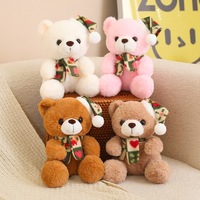 Ours en peluche de Noël en gros avec écharpe et bonnet de Noël, adorable poupée en peluche, cadeau de vacances, ours en peluche personnalisé mignon